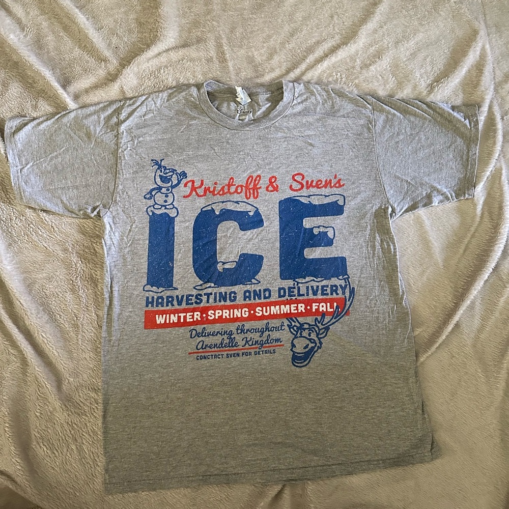 Disney Frozen Olaf Kristoff Sven FUNNY T-Shirt SMALL Ice Delivery Elsa Anna